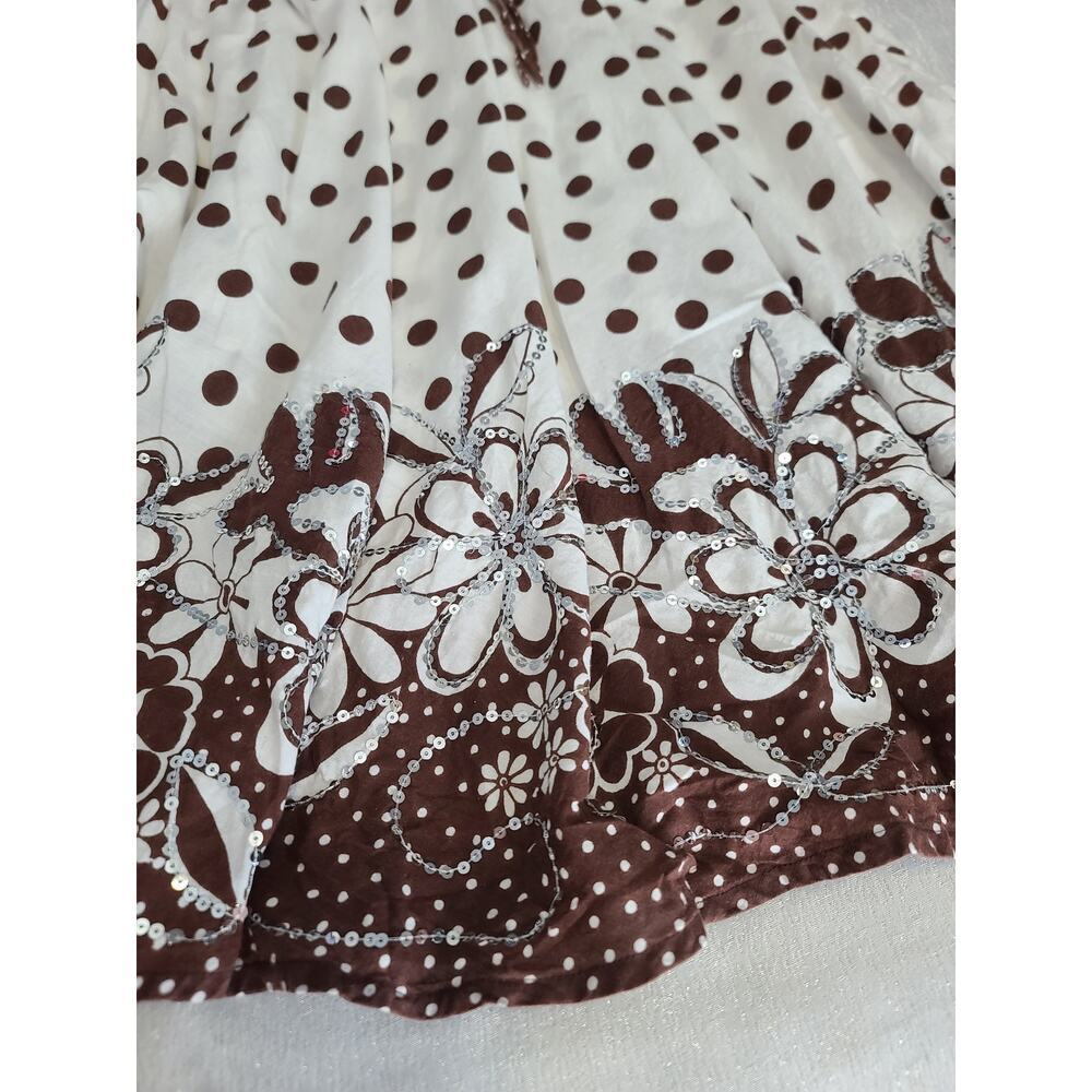 Indian Tropical women's polka dot midi Skirt Prairie 100% cotton Sequins Career - Picture 5 of 8